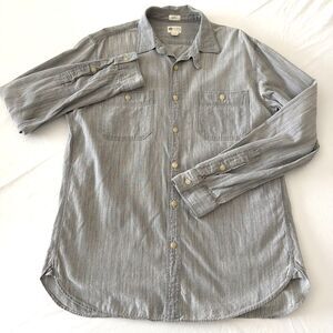 J.Crew Shirt Men Sz M Gray Chambray Tailored Fit Button Front Long Sleeve Cotton